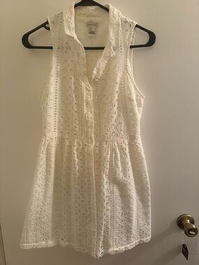 Forever 21 White Eyelet Sleeveless Mini Dress